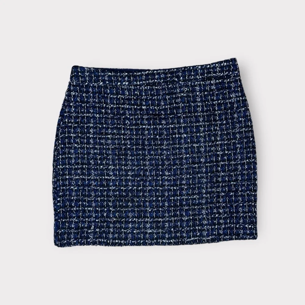 J. Crew Wool Tweed Blue and Black Skirt Womens Size 2